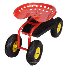 Four Wheels Metal Steel Garden Work Seat Cart